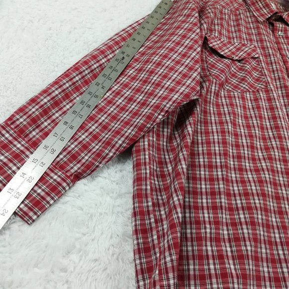 Fox Fire Mens Shirt Button Down Western Pearl Snaps Red Plaid Long Sleeve Big 3X - Picture 8 of 11